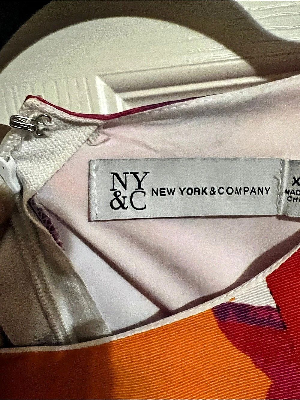New York & Company Floral Midi Dress in White & Orange XL NWT